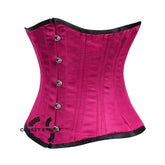 Royal Pink Satin Double Bone Front Silver Busks Gothic Underbust Bustier Corset